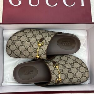 Gucci Brown Monogram Mules